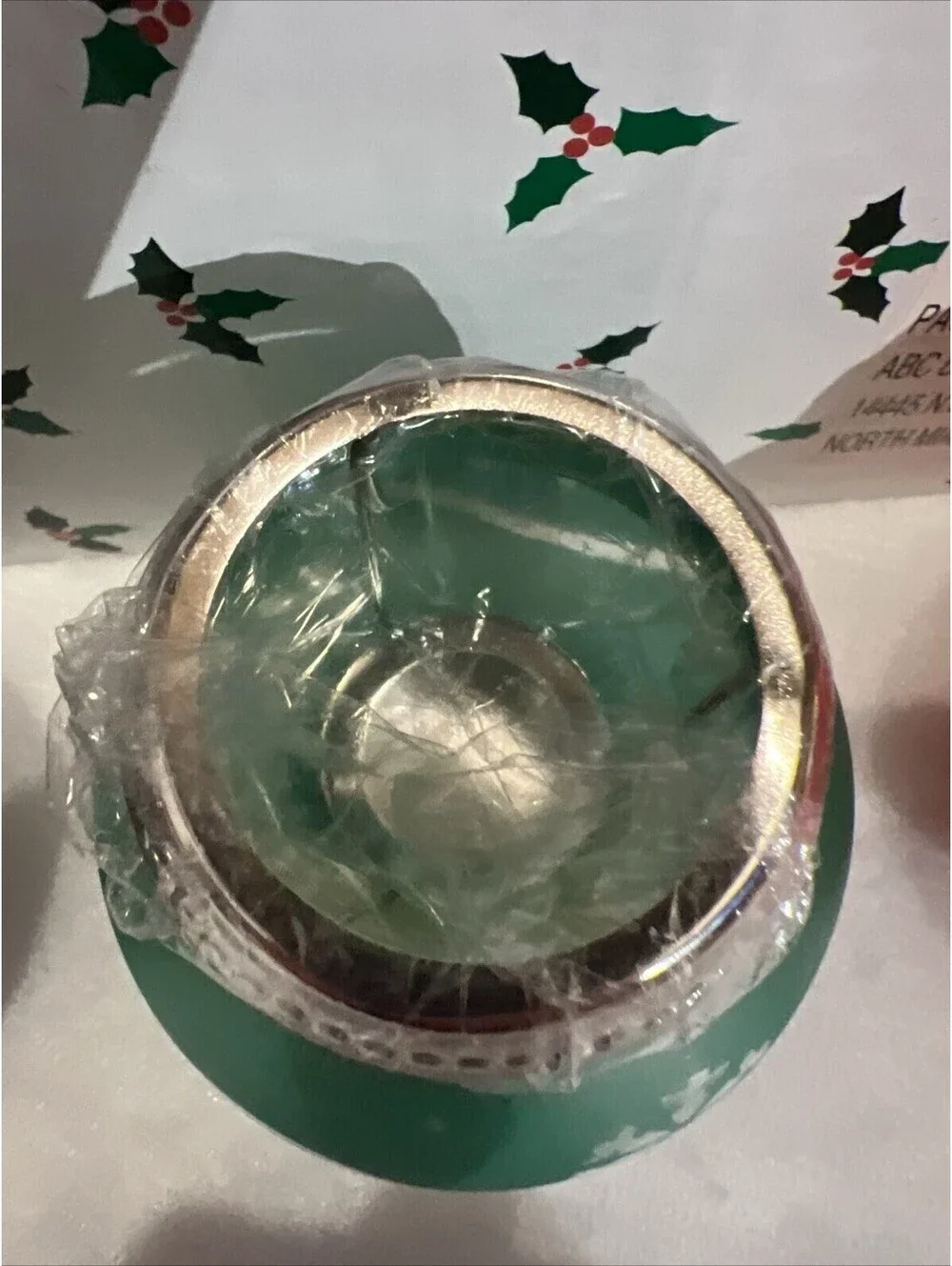 3 Holiday Glass Bulb Tea Light Candle Holders Snowflake Design NIB Box Has Wear